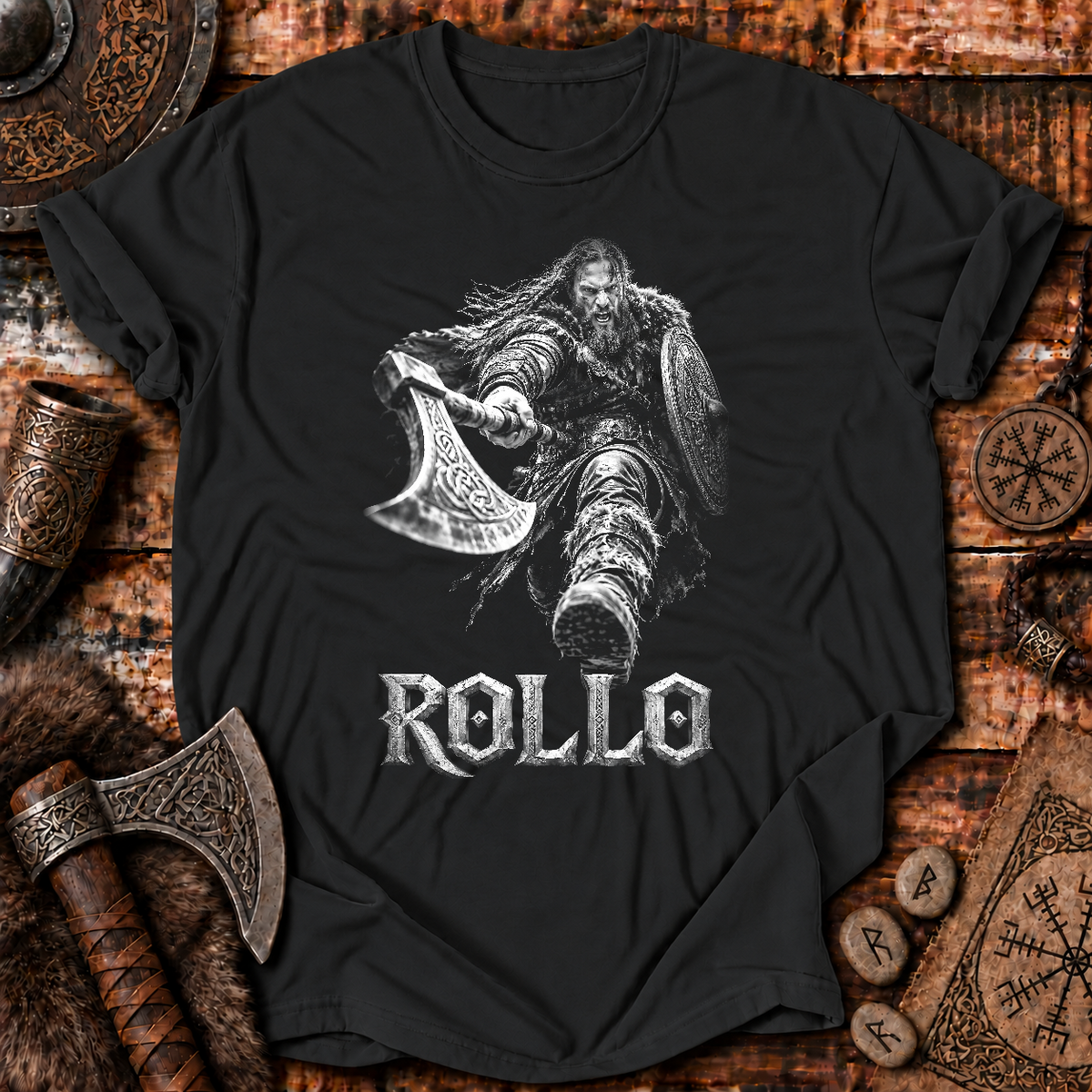Rollo Viking Warrior Axe Shield Heavymetal T-Shirt