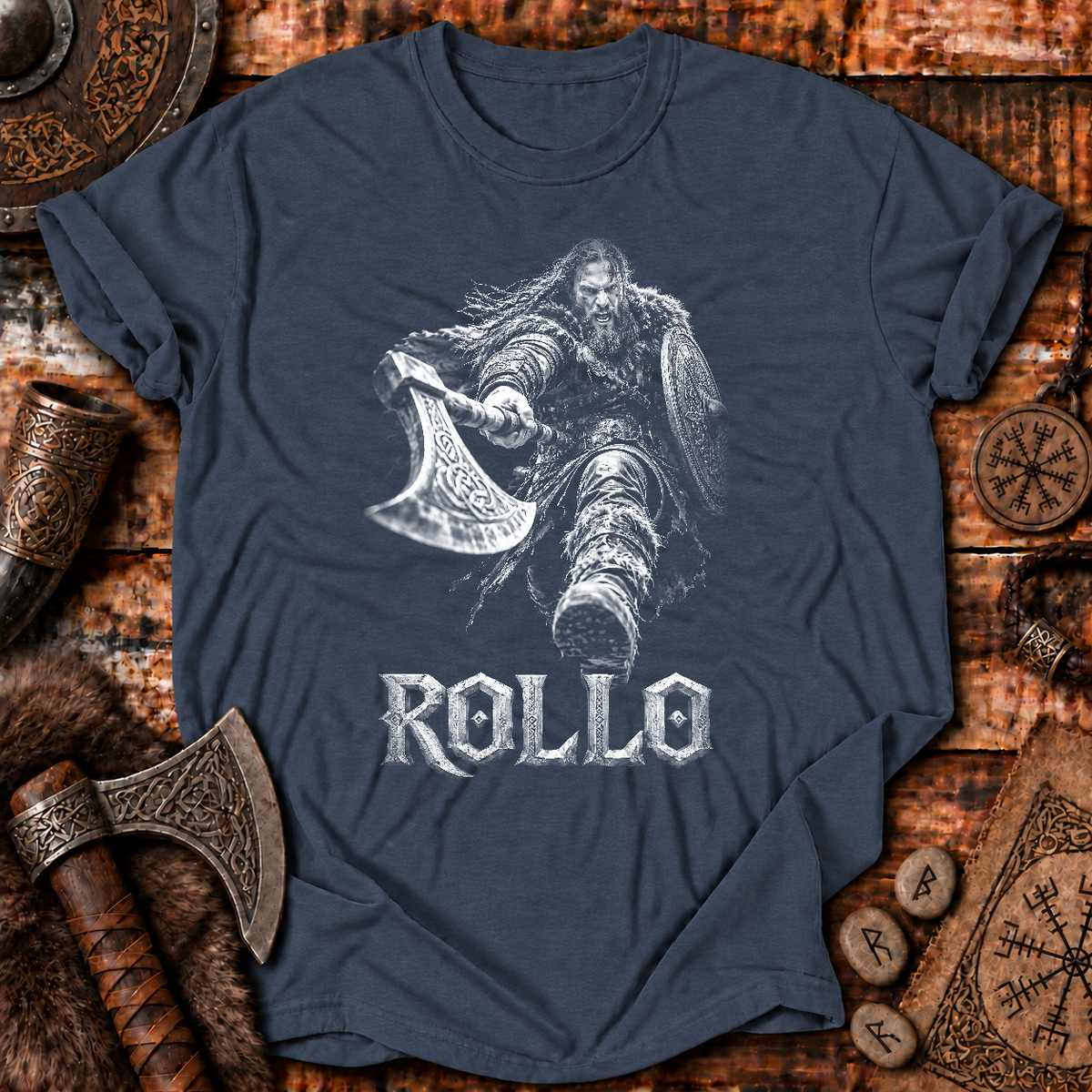 Rollo Viking Warrior Axe Shield Heavymetal T-Shirt