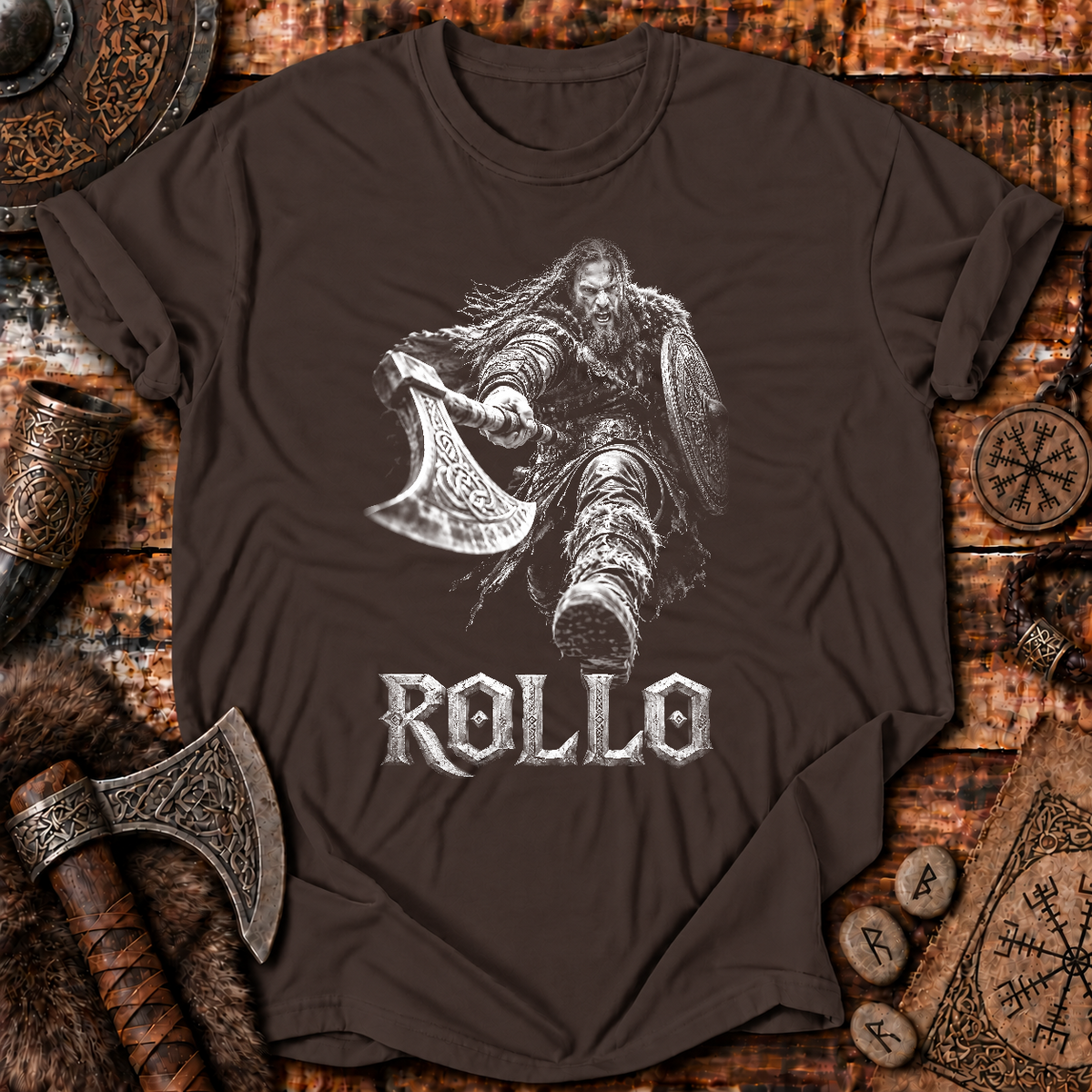 Rollo Viking Warrior Axe Shield Heavymetal T-Shirt