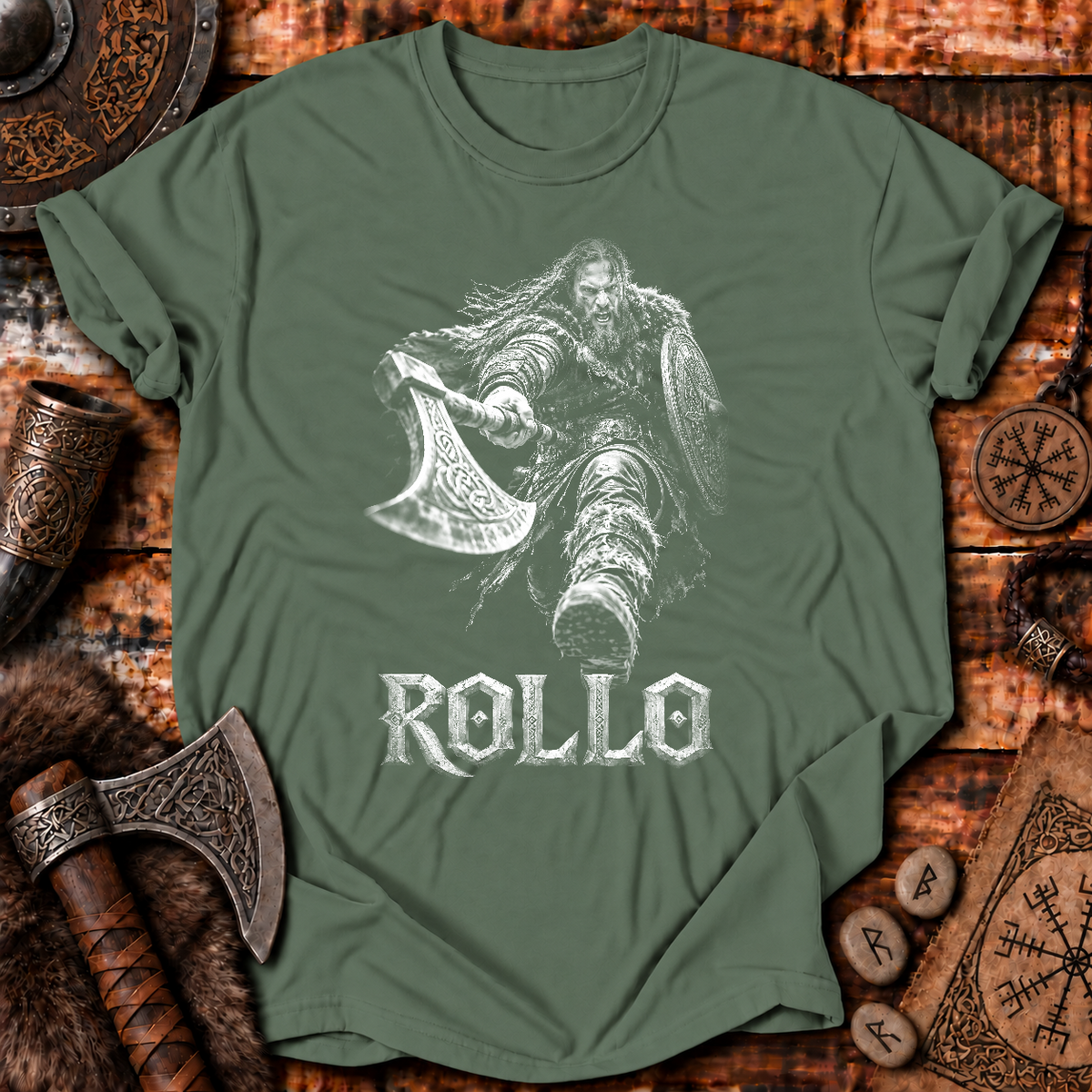 Rollo Viking Warrior Axe Shield Heavymetal T-Shirt