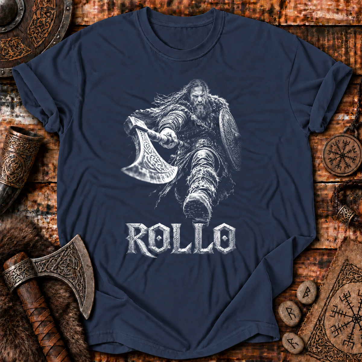 Rollo Viking Warrior Axe Shield Heavymetal T-Shirt