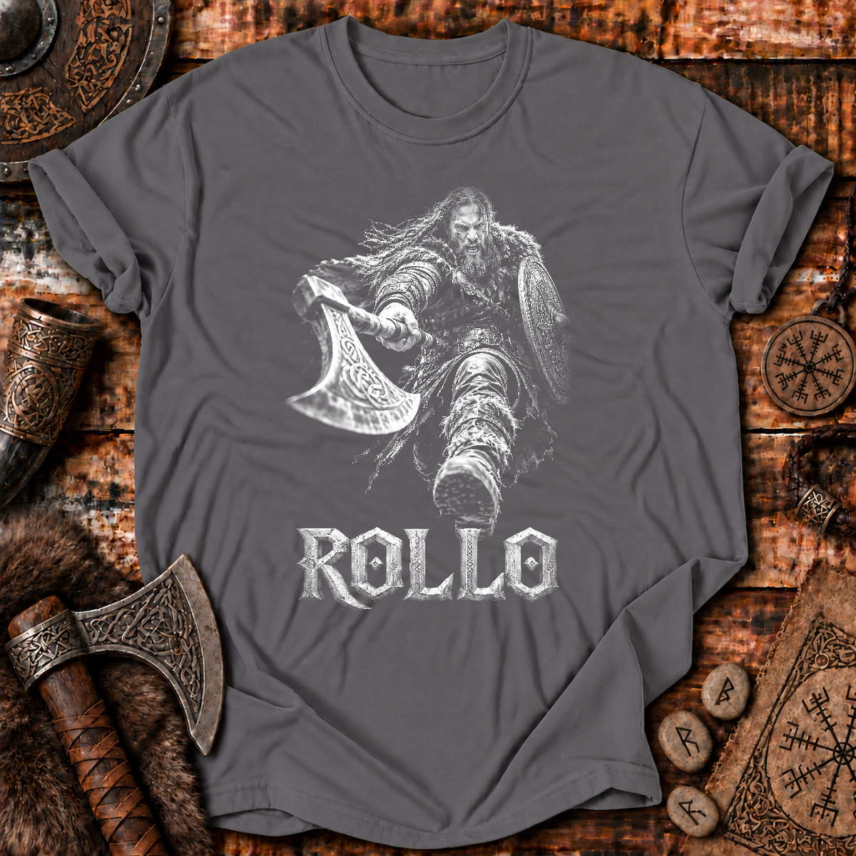 Rollo Viking Warrior Axe Shield Heavymetal T-Shirt